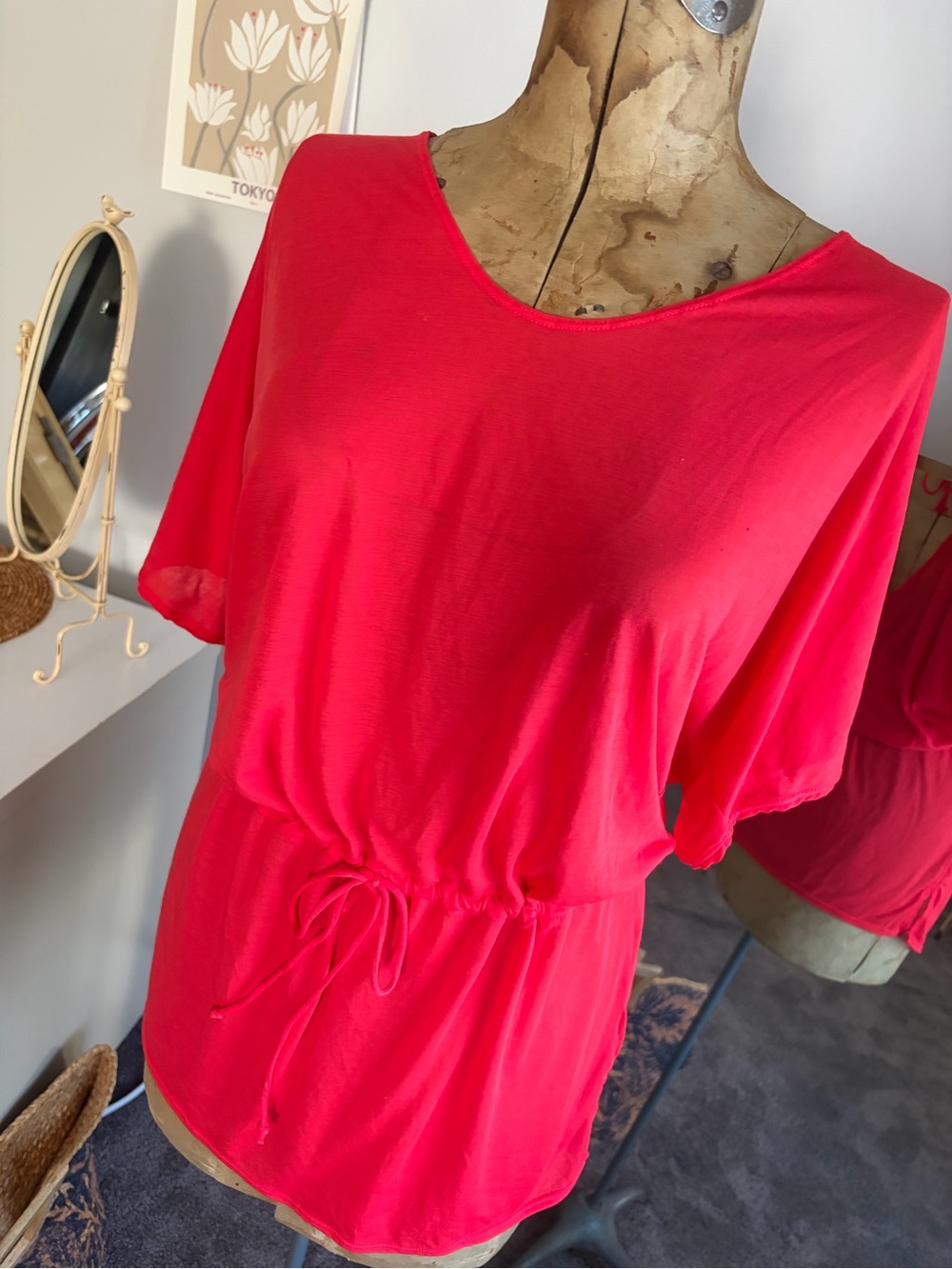 Prana Saida Kaftan Scoop Neck Drawstring Waist Tunic Coverup